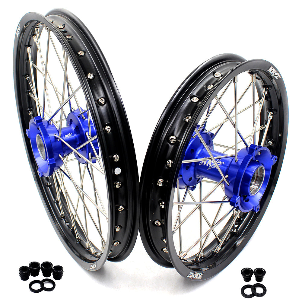 KKE 17"*1.4/14"*1.6 Spoked Kid's Big Wheels Rims Fit KTM SX 85 2003-2020 Husqvarna TC 85 2014-2020 Blue Hub KKE Racing