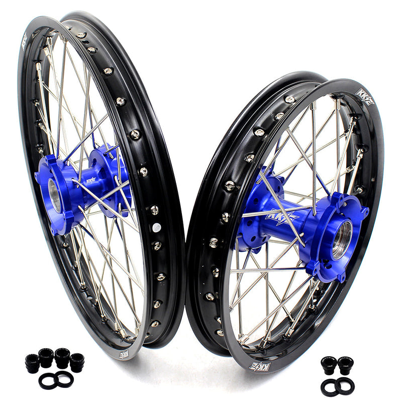 KKE 17"*1.4/14"*1.6 Spoked Kid's Big Wheels Rims Fit KTM SX 85 2003-2020 Husqvarna TC 85 2014-2020 Blue Hub KKE Racing
