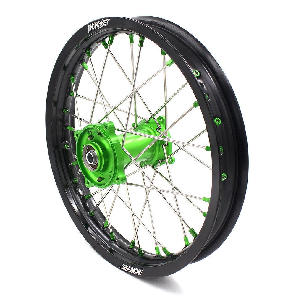 KKE 19" 16" For KAWASAKI KX85 KX80 KX100 KLX140/L Big Kid's Wheels Rim Green Hub KKE Racing