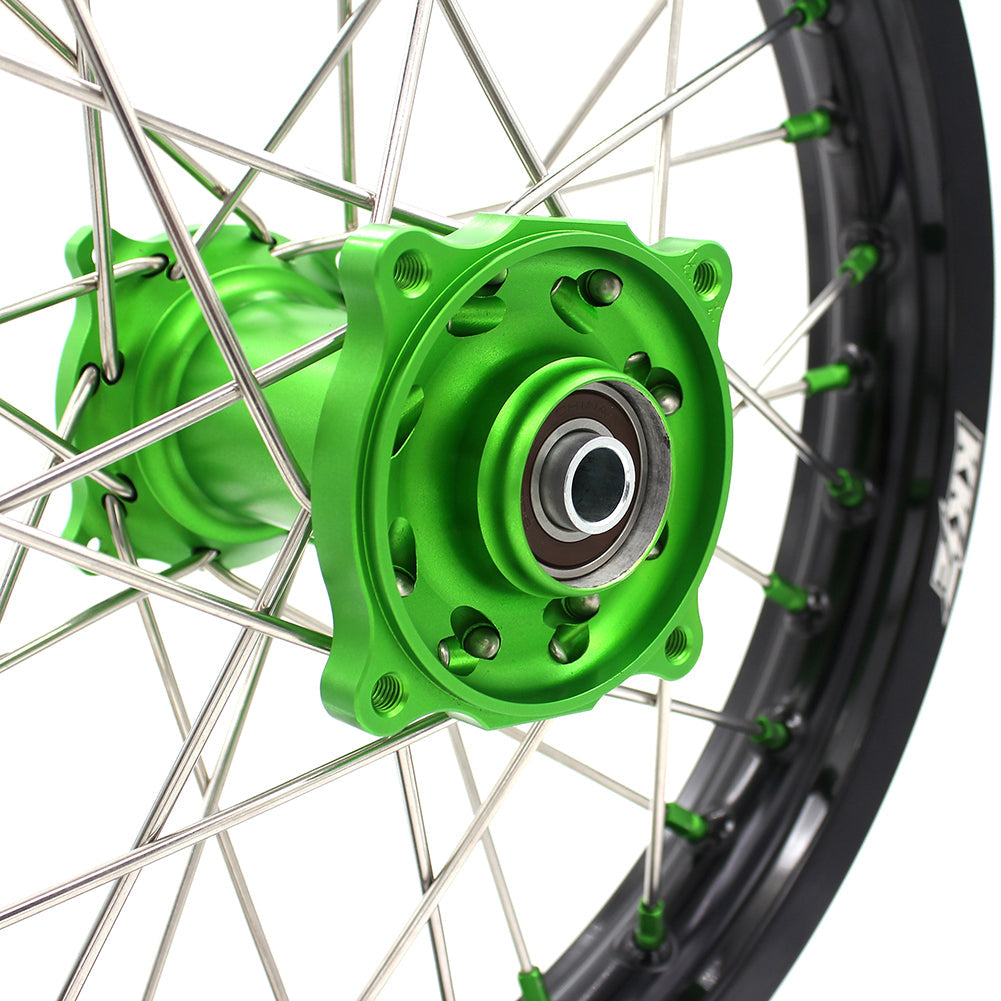 KKE 19" 16" For KAWASAKI KX85 KX80 KX100 KLX140/L Big Kid's Wheels Rim Green Hub KKE Racing