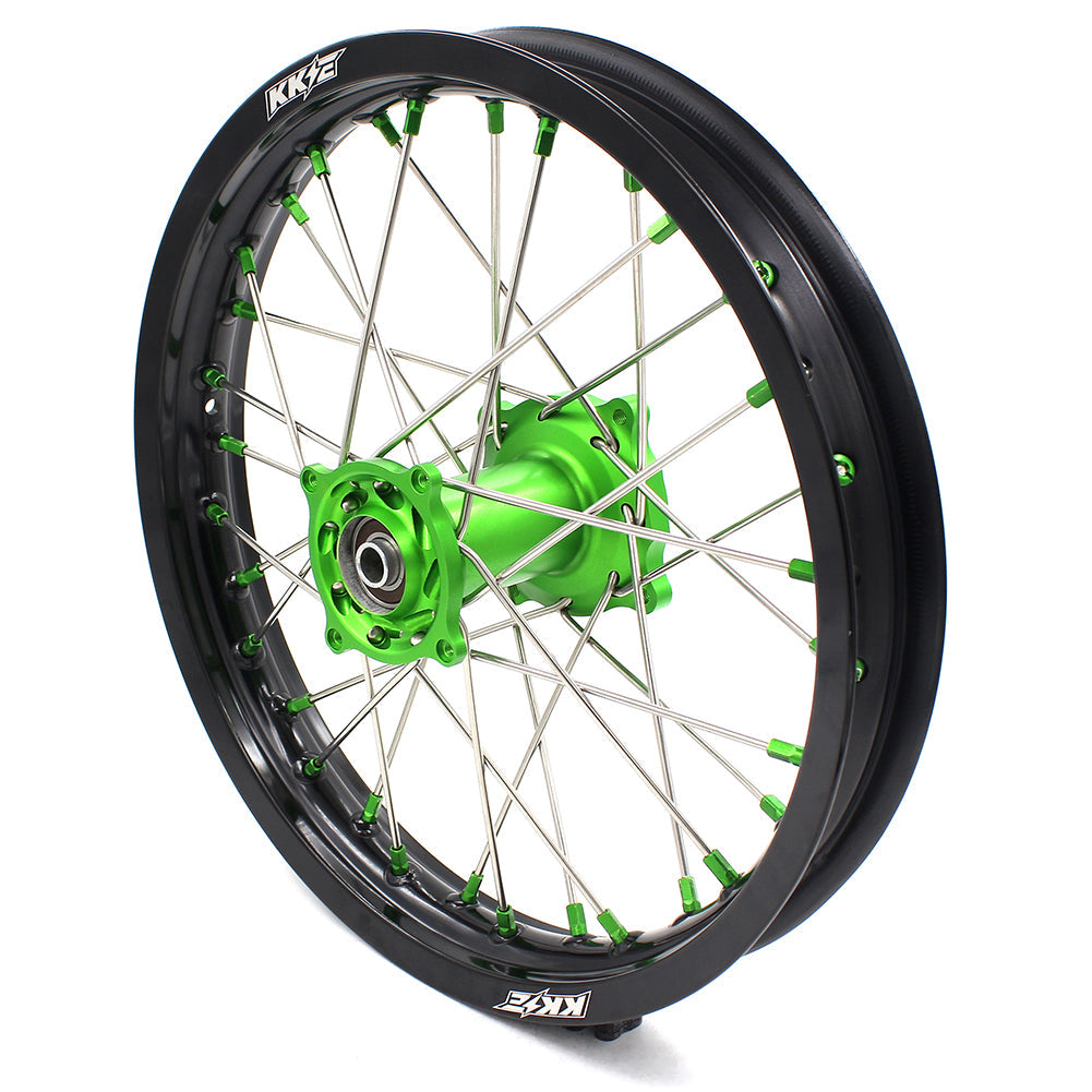 KKE 19" 16" For KAWASAKI KX85 KX80 KX100 KLX140/L Big Kid's Wheels Rim Green Hub KKE Racing