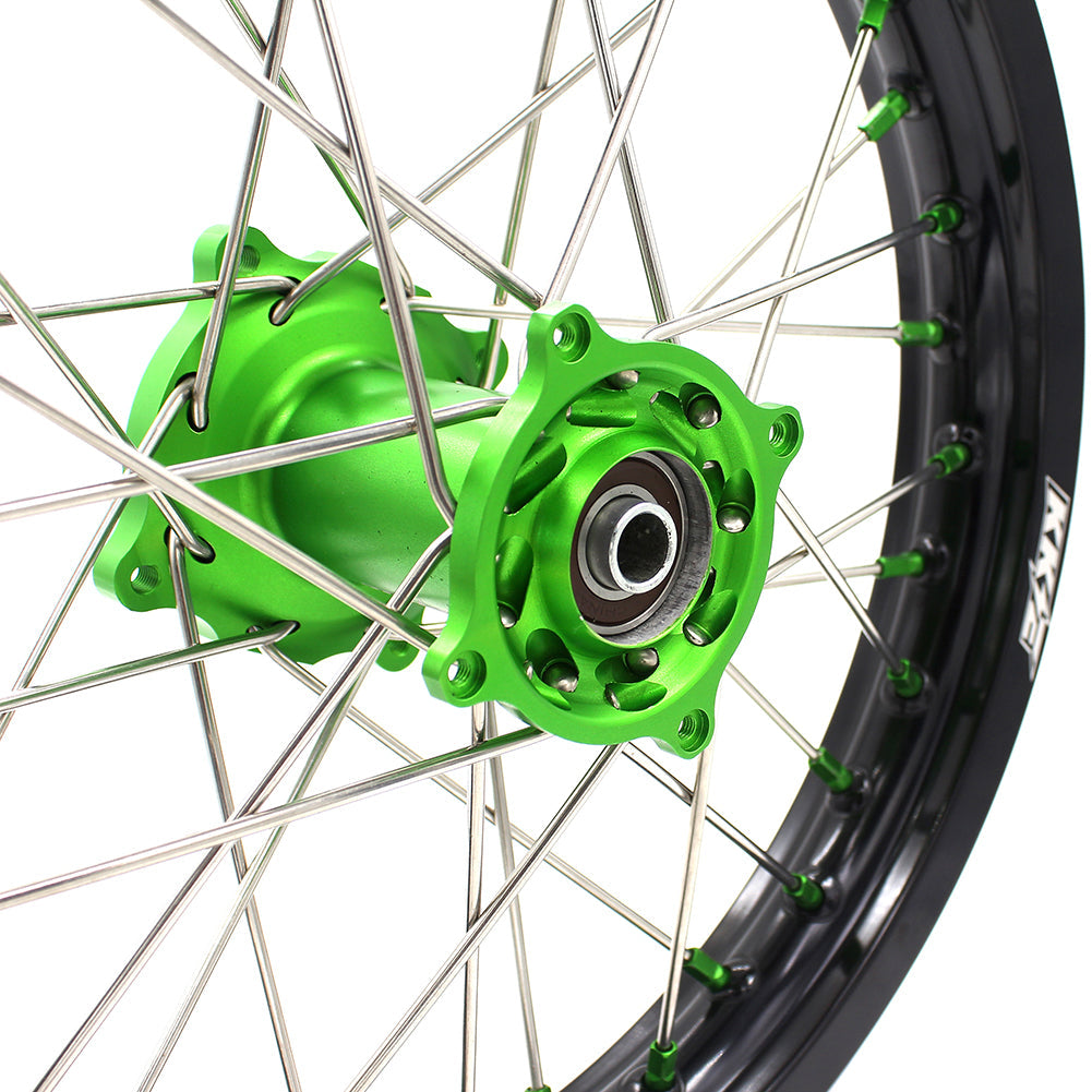 KKE 19" 16" For KAWASAKI KX85 KX80 KX100 KLX140/L Big Kid's Wheels Rim Green Hub KKE Racing