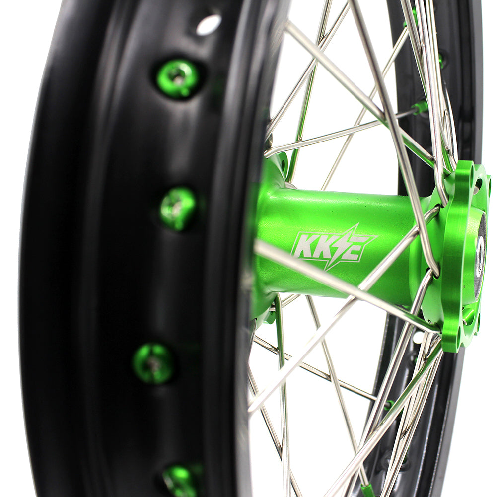 KKE 19" 16" For KAWASAKI KX85 KX80 KX100 KLX140/L Big Kid's Wheels Rim Green Hub KKE Racing