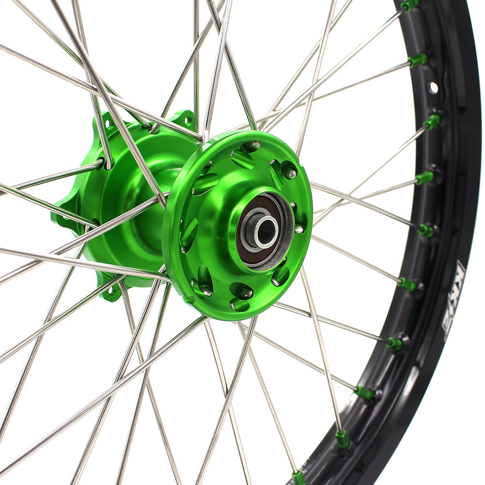 KKE 19" 16" For KAWASAKI KX85 KX80 KX100 KLX140/L Big Kid's Wheels Rim Green Hub KKE Racing