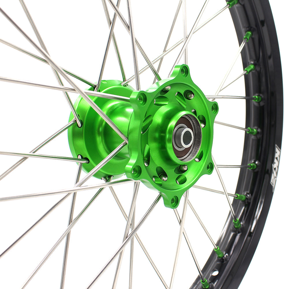 KKE 19" 16" For KAWASAKI KX85 KX80 KX100 KLX140/L Big Kid's Wheels Rim Green Hub KKE Racing