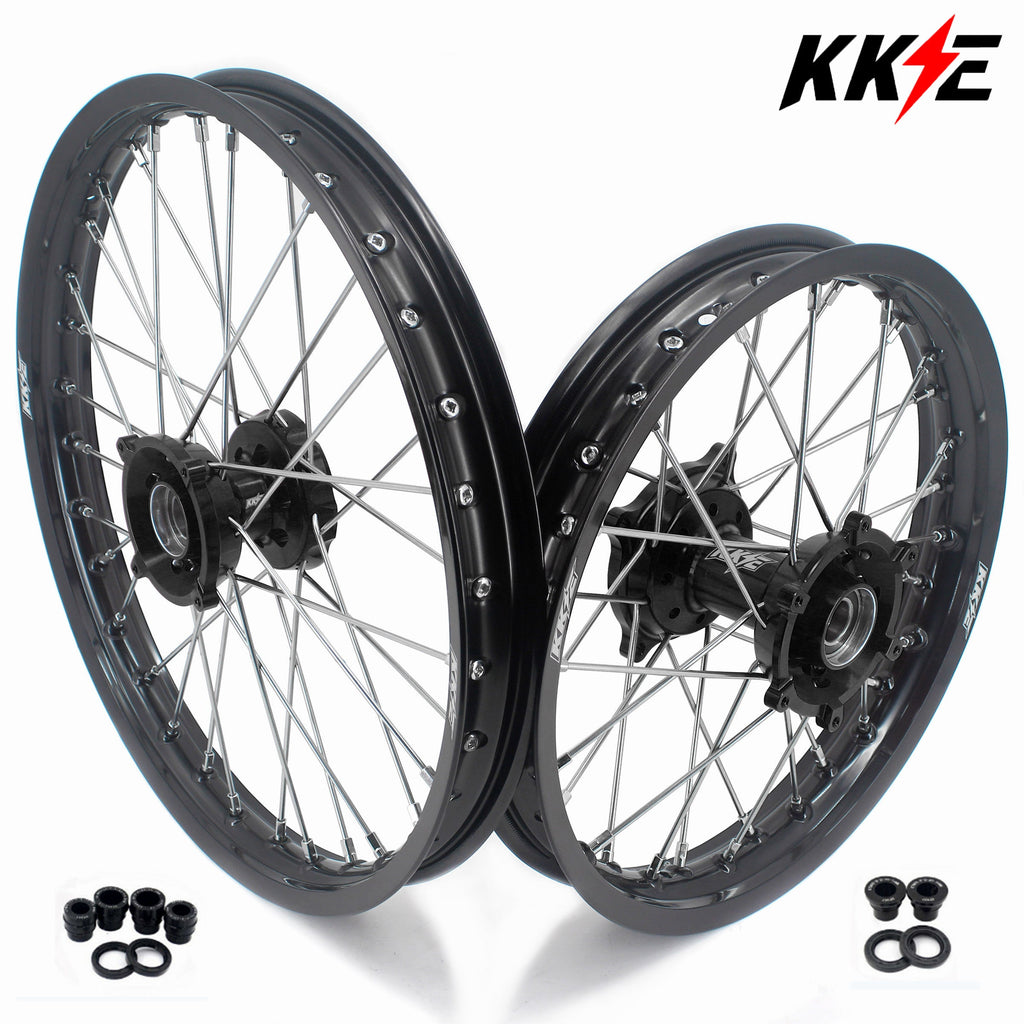 KKE Factory Size Small Kid's Wheels 17" 14" GLM Rims For KTM SX 85 2021-2024 Husky TC85 GASGAS MC85 Black Hub KKE Racing