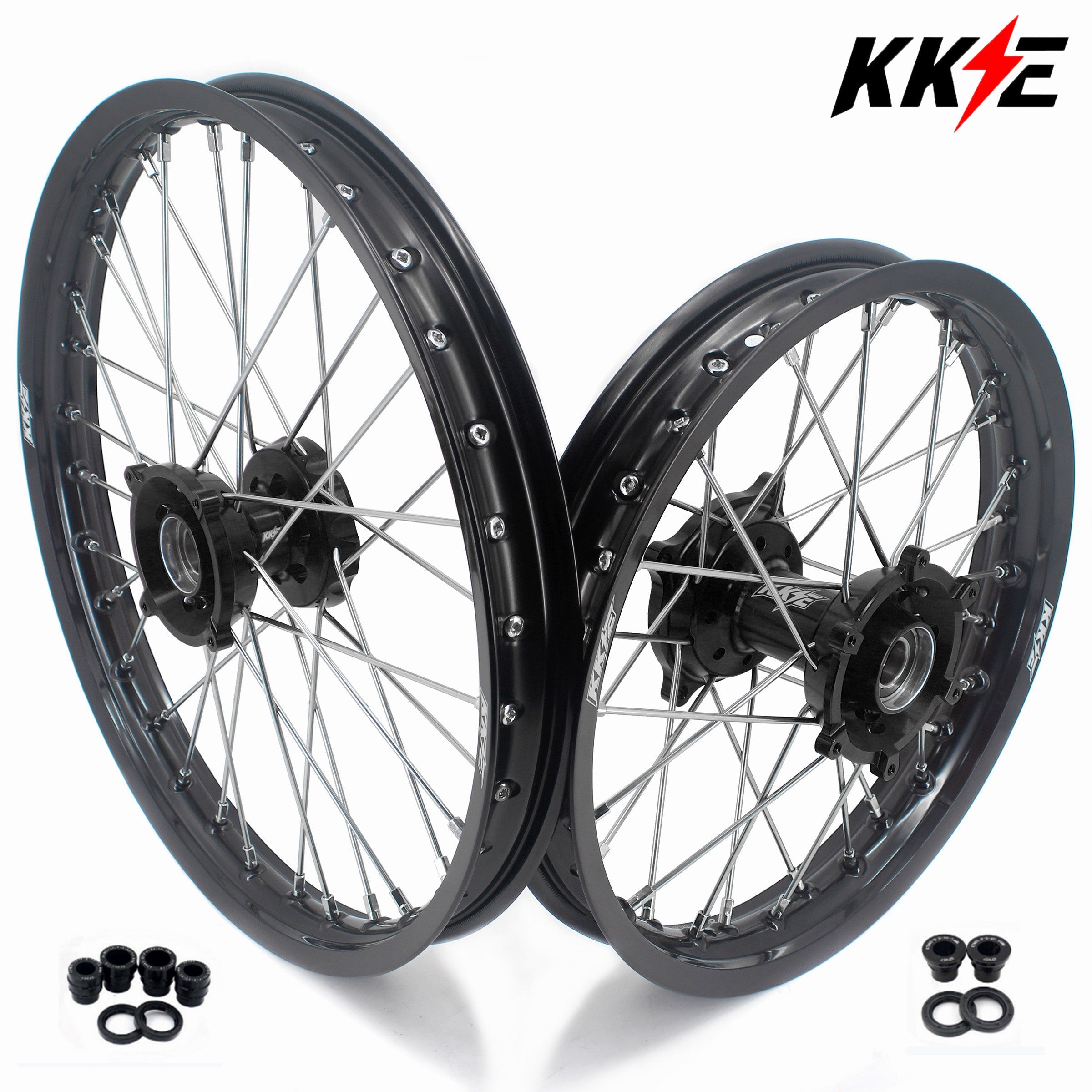 KKE Factory Size Small Kid's Wheels 17" 14" GLM Rims For KTM SX 85 2021-2024 Husky TC85 GASGAS MC85 Black Hub KKE Racing