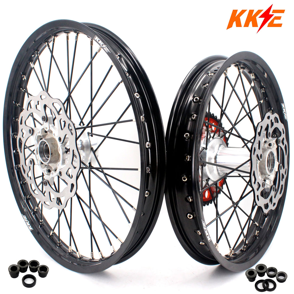 KKE 21/18 New Generation Cast Hub Billet Wheels Fit For KTM EXC XC-W XCF-W EXC-F 2003-2025 Black Spokes KKE Racing