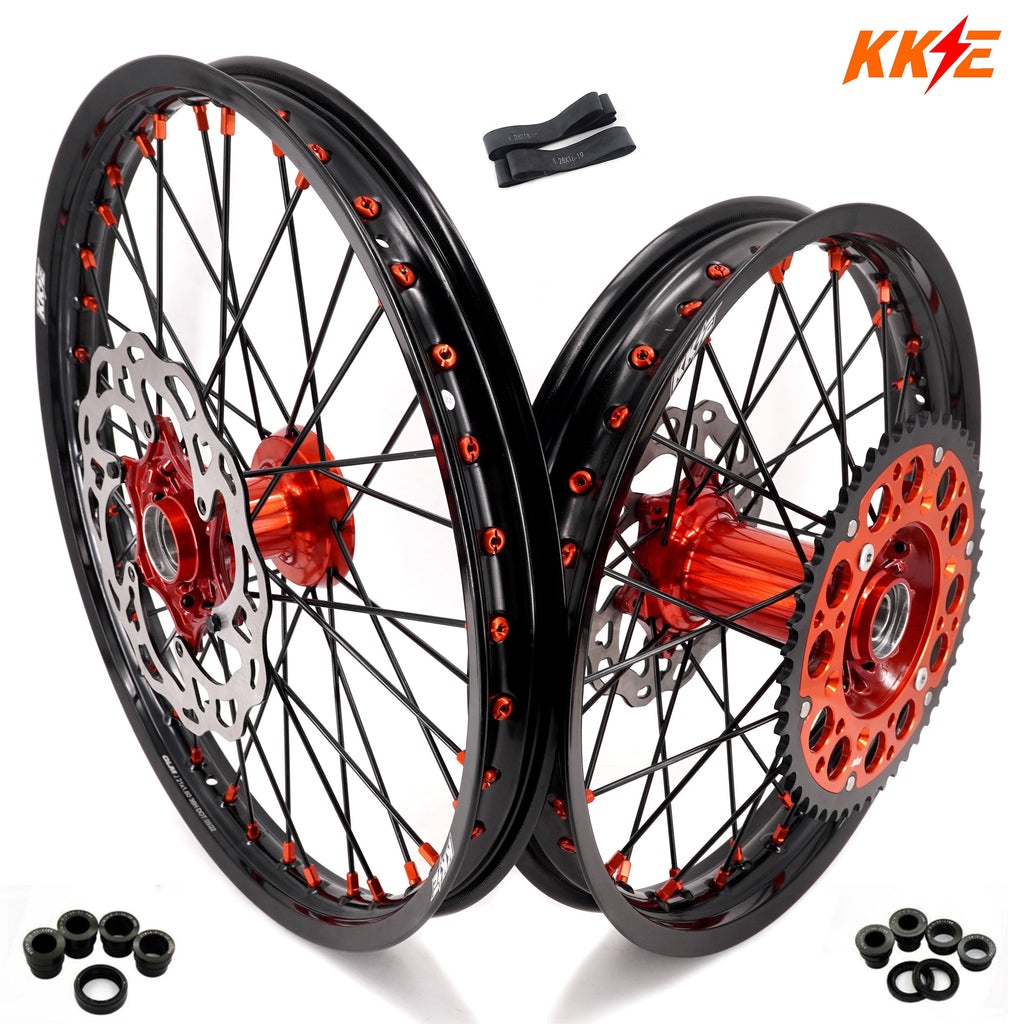 KKE 21" 18" Cast Enduro Wheels For KTM EXC EXC-F EXC-E 2003-2025 Black Spokes KKE Racing