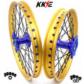KKE 21"&19" Mx Dirtbike Cast Wheels For YAMAHA YZ125 YZ250 YZ250F YZ450F Gold Rim Black Spokes KKE Racing