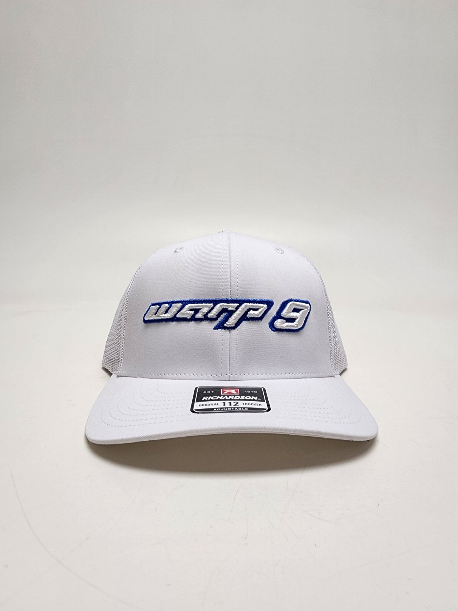 White and Blue W9 Hat Warp9Racing