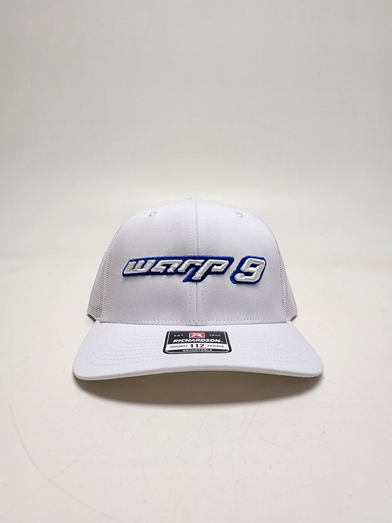 White and Blue W9 Hat Warp9Racing