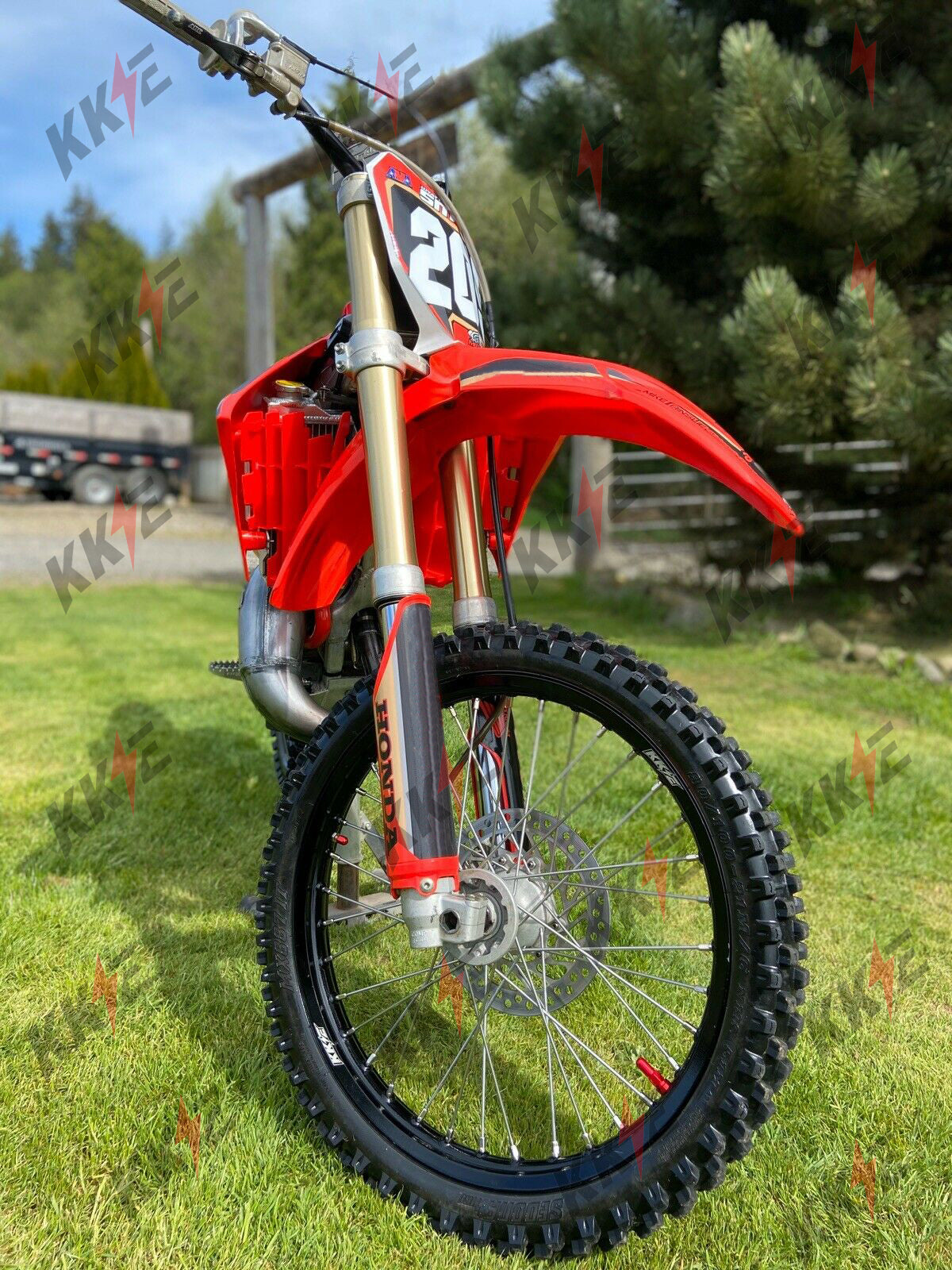 KKE 21" 19" MX Casting Alloy Wheels For HONDA CRF250R CRF450R CR125R CR250R 2002-2013 Silver&Black KKE Racing