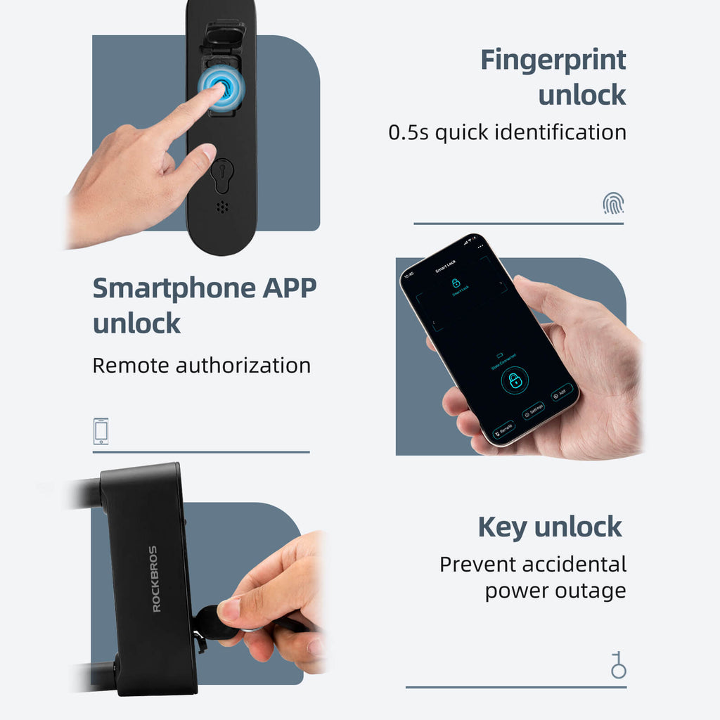 Smart Bluetooth Fingerprint U Lock ROCKBROS US