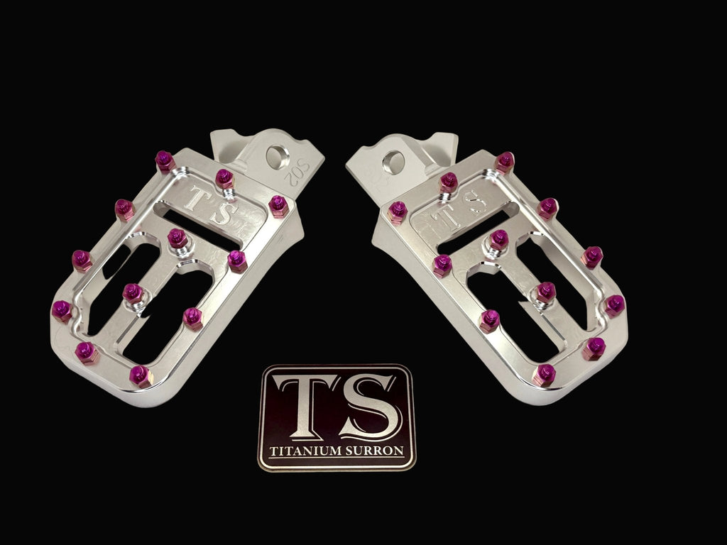 TS Custom Foot Pegs w/ Titanium Grips for Surron and Most Light E-moto Titanium Surron