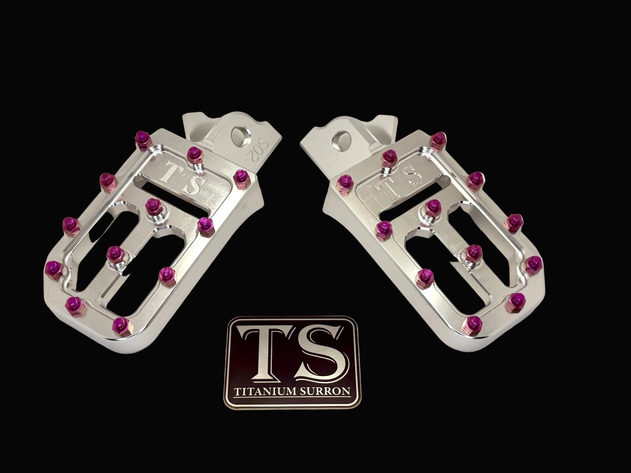 TS Custom Foot Pegs w/ Titanium Grips for Surron and Most Light E-moto Titanium Surron