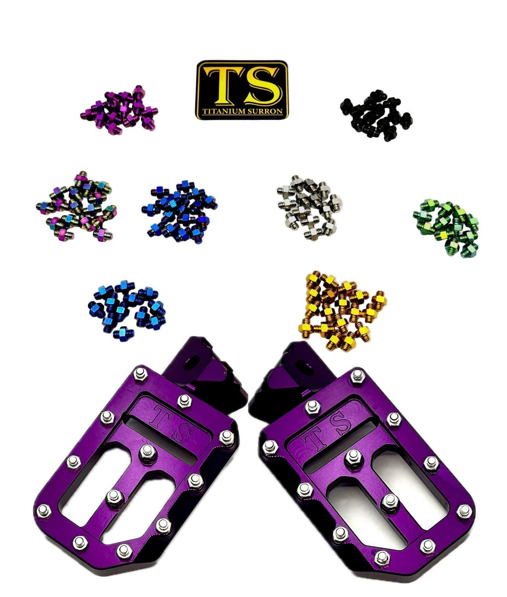 TS Custom Foot Pegs w/ Titanium Grips for Surron and Most Light E-moto Titanium Surron