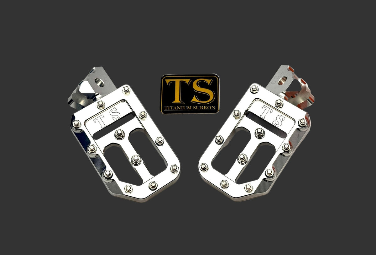 TS Custom Foot Pegs w/ Titanium Grips for Surron and Most Light E-moto Titanium Surron
