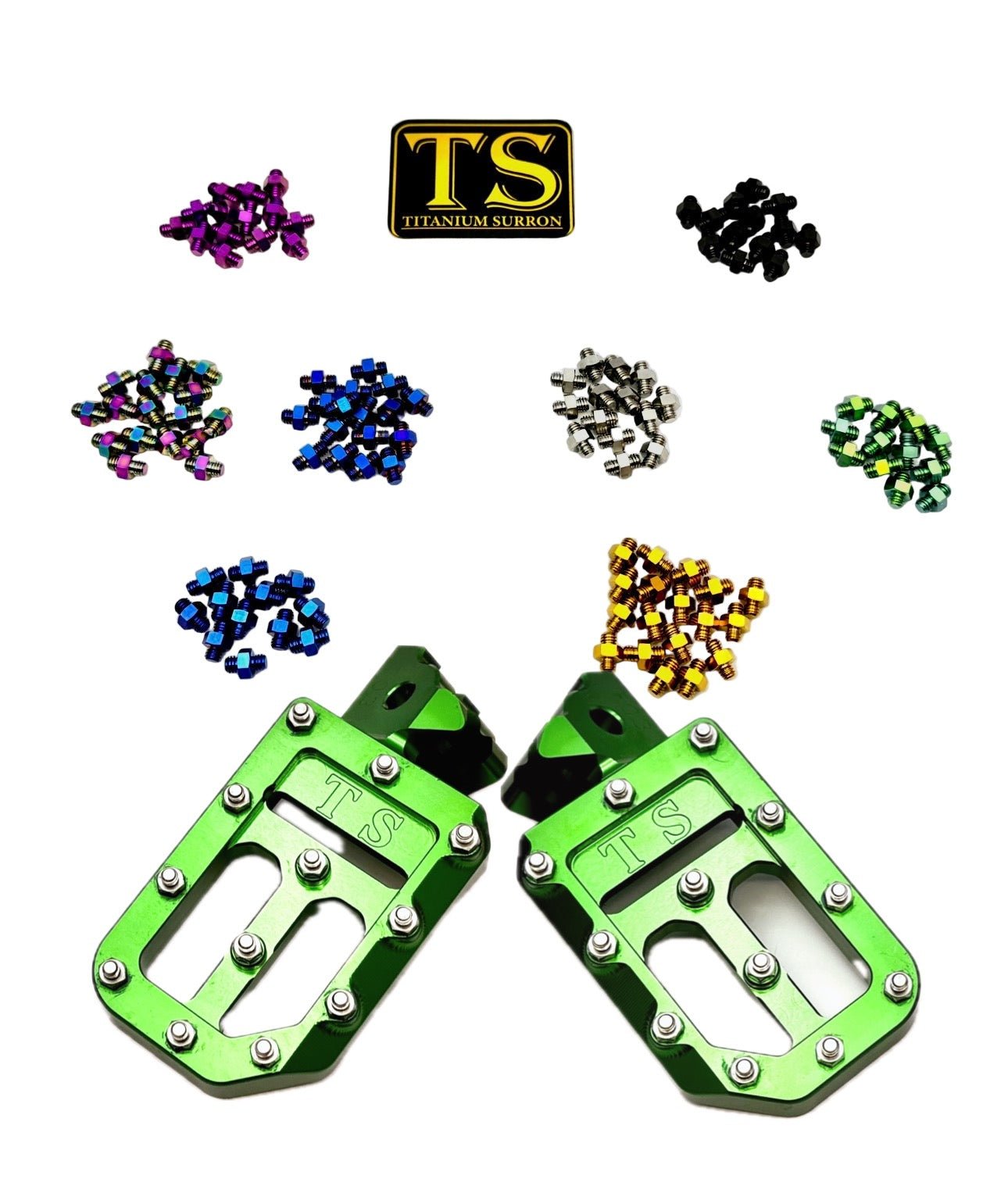 TS Custom Foot Pegs w/ Titanium Grips for Surron and Most Light E-moto Titanium Surron