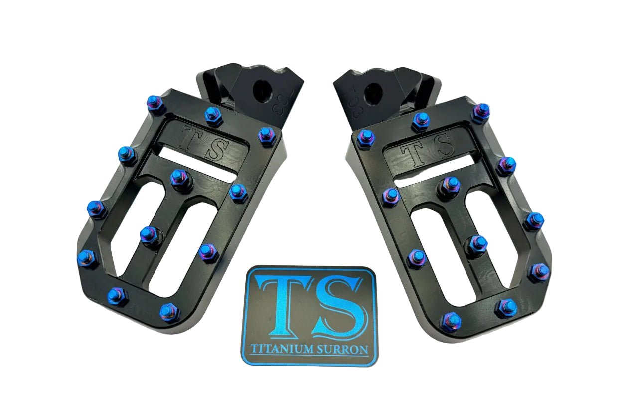TS Custom Foot Pegs w/ Titanium Grips for Surron and Most Light E-moto Titanium Surron