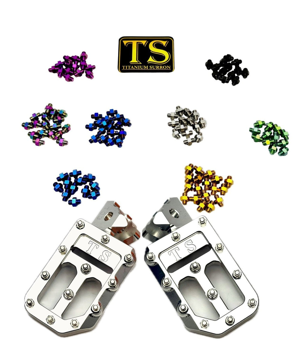 TS Custom Foot Pegs w/ Titanium Grips for Surron and Most Light E-moto Titanium Surron